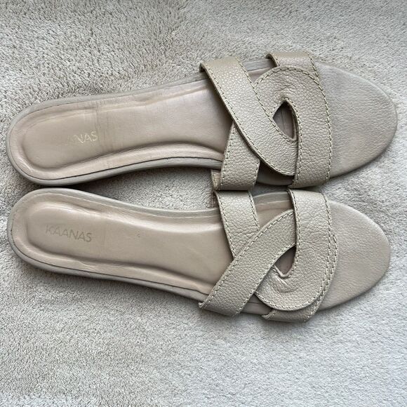 Kaanas Santorini Infinity Loop Nude Tan Leather Strappy Flat Sandals Women’s 11 - Picture 12 of 15